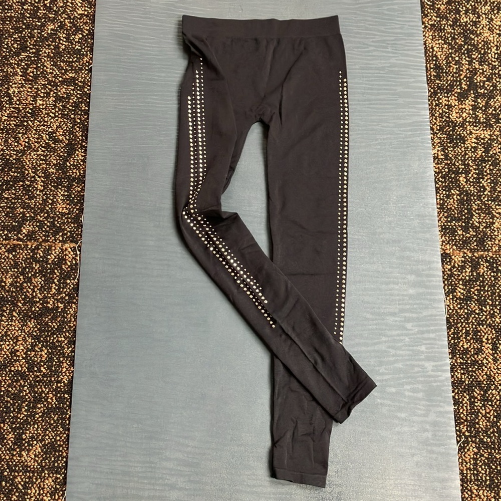 Material Girl black leggings with silver stud detail, lightweight, size small